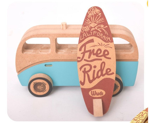 Auto Autito Mini Van Camioneta Con Tabla De Surf Vehículo 0