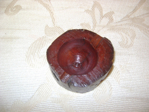 Antiguo Cenicero En Madera Rustico Tronco Arbol Barnizado 0