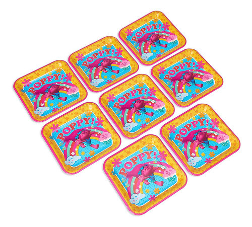 American Greetings Trolls 9  Placa Cuadrada (8 Count) 0