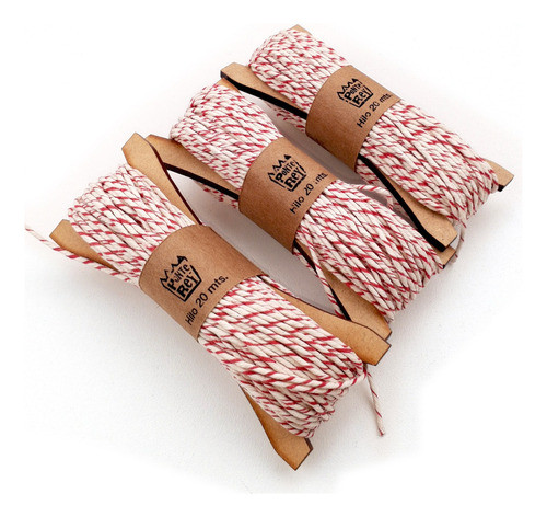 Hilo De Algodón Torzado Rojo Y Blanco, 3 Unidades 20 Mt C/u. 0