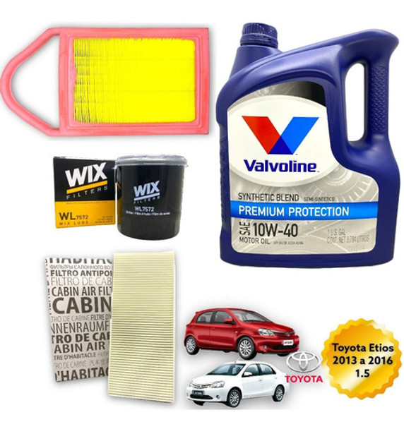 Kit Service 3 Filtros + Aceite 10w40 Toyota Etios 1.5 16v 0