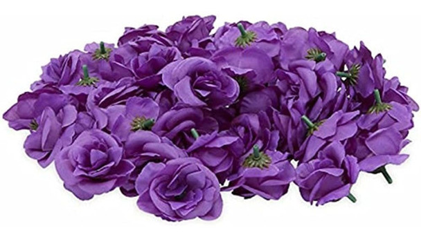Cabezas De Rosas Artificiales De Color Morado Oscuro Para Ma 0