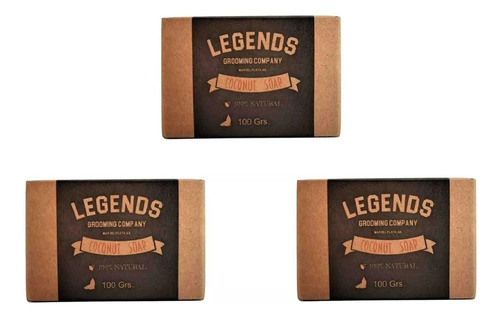 Kit X 3 Jabón Natural De Coco Legends X 100 Grs 0