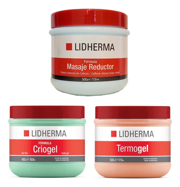 Kit Crema  Afirmante Reductor + Criogel + Termogel Lidherma 0