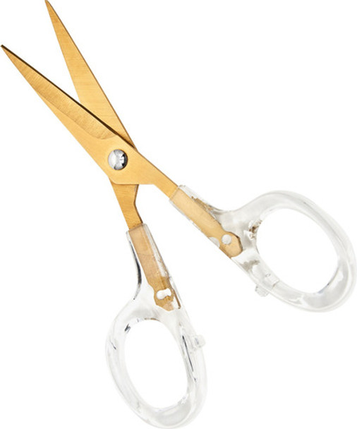 Tijera De Costura Sastre Corta Tela Dorada Transparen 12,5cm 0
