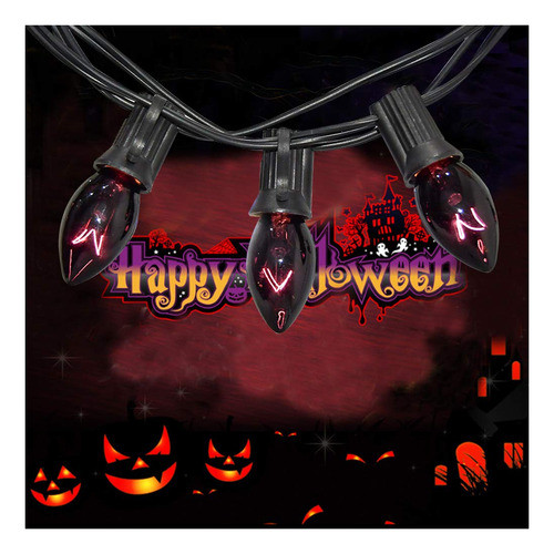 Romasaty C7 - Cadena De Luces De 25 Pies, Color Negro, Para 0