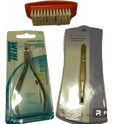 Alicate + Pinza Depilar + Cepillo Uñas + Piedra Pomez 0