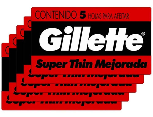Gillette Roja Super Thin Mejorada Hojas Afeitar X 25 0