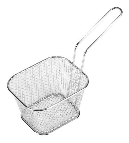 Canasta Para Servir Papas Freidora Metal Plateado Mango 0