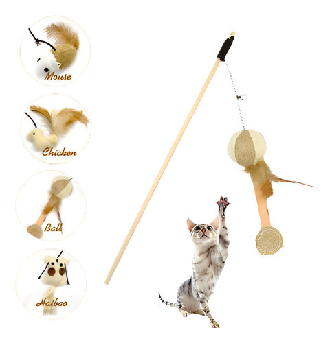 4pcs/lot Gato Gracioso Gatito Interactivo Teaser Varilla Var 0
