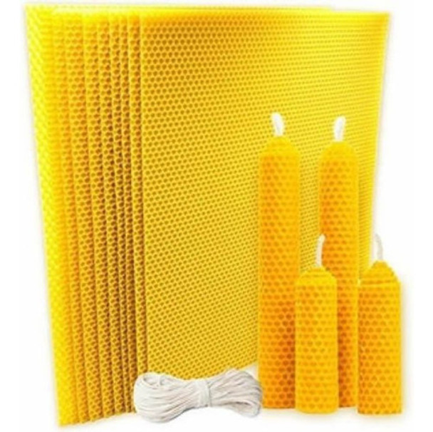 12 Láminas 20x40 Cera De Abeja + 10m Pabilos Hacer Velas Etc 0