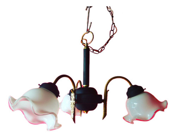 Antigua Araña Bronce Tulipas De Murano 0