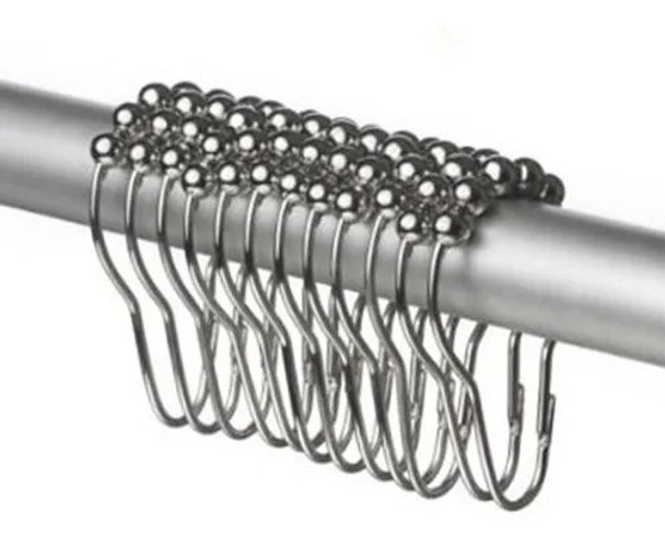 Ganchos Roller Cortina Baño Metalico X12 Unidades 0