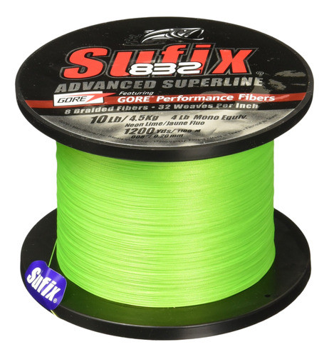 Sufix 832 Braid Line-1200 Yardas (neon Lime, 65-pound) 0