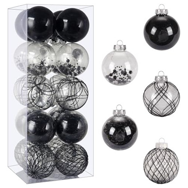20 Bolas Para Arbol De Navidad Elegantes 80mm - Negro 0 20 Bolas Para Arbol De Navidad Elegantes 80mm - Negro 0