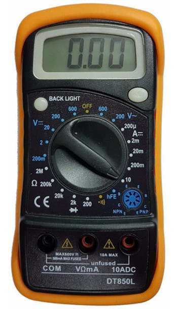 Tester Multimetro Digital Dc Ac Resistencia Diodo Dt850l 0