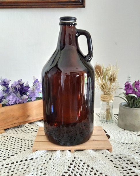Botellón Ámbar Tipo Growler De 1.9l Con Tapa Metálica 0