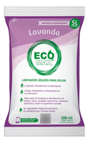 Desodorante Pisos Lavanda Ecomax 200ml. Rinde 5 Litros 0