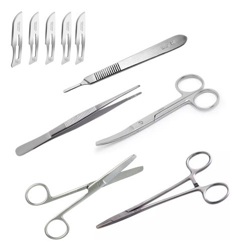 Kit De Sutura Basico - 5 Elementos C/hojas De Bisturi 0