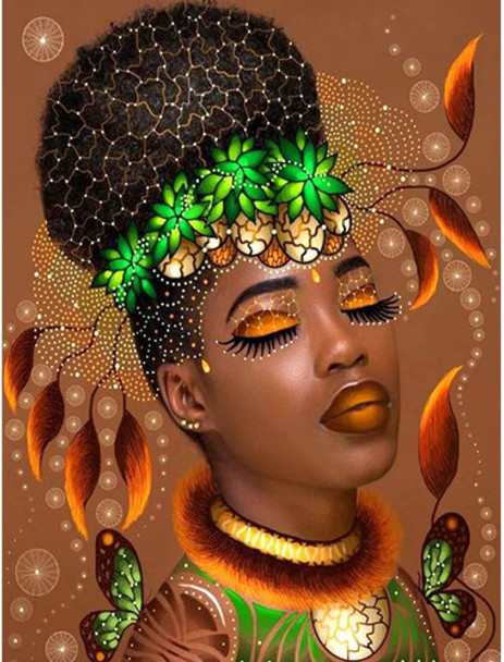 Pintura Con Diamantes 5d Mujer Africana 30x40cm Bricolaje 0