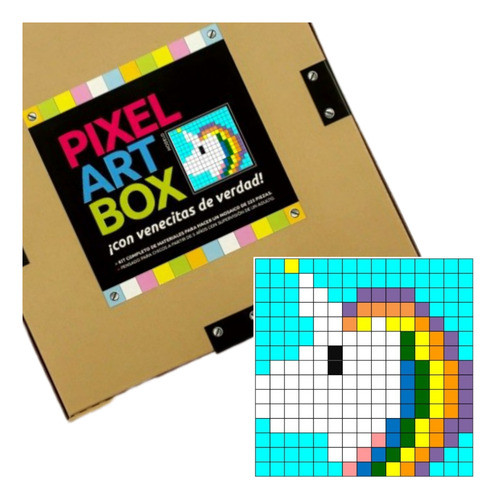 Juego Didáctico Kit Mosaico Unicornio Arcoiris Pixel Art Box 0