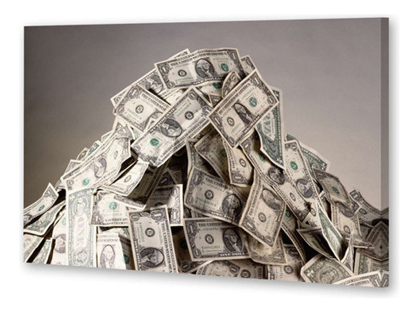 Cuadro 30x45cm Dinero Montaña De Dolares Plata Billete M2 0