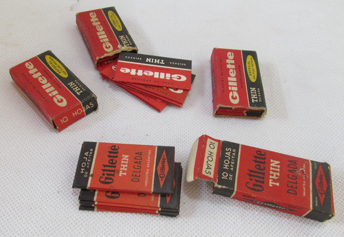 4 Antiguas Cajas Hojitas Afeitar Gillette Thin No Completa 0