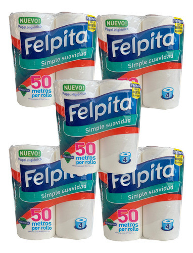 Papel Higienico 20 Rollos X 50 Metros Felpita Simple Hoja 0