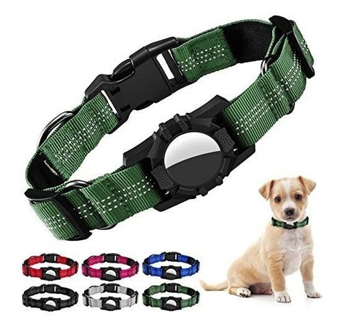Collar Para Perro Porta Airtag Reflectivo X- Small Verde 0