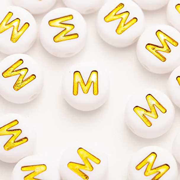 Cuentas Redondaa Blancas Con Letra M Dorada X 200u 7x4mm 0 Cuentas Redondaa Blancas Con Letra M Dorada X 200u 7x4mm 0