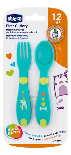 Set Cubiertos Chicco Silicona +12m Blanda Para Bebes 0