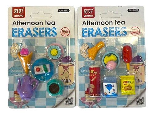 Goma De Borrar  Varios Diseños (set De Te )en Blister X2 Uni 0