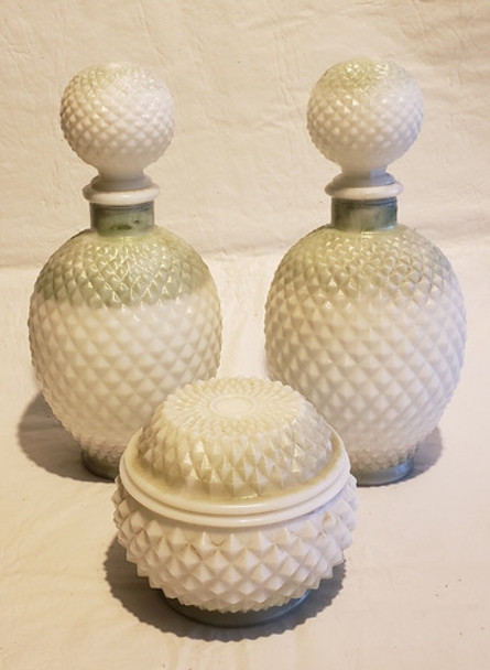 Juego De Toilette / Cómoda De Opalina Blanca Y Verde 0 Juego De Toilette / Cómoda De Opalina Blanca Y Verde 0