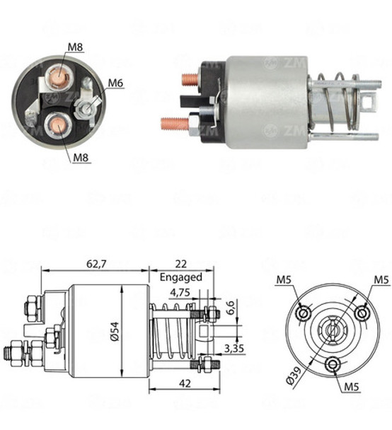 Solenoide Fiat Punto 500 Brava Bravo Doblo Marea Zm 3-595 0 Solenoide Fiat Punto 500 Brava Bravo Doblo Marea Zm 3-595 0