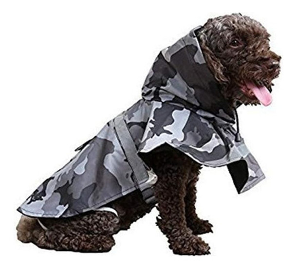 Piloto Impermeable Con Capucha Para Perro Talle L Gris 0