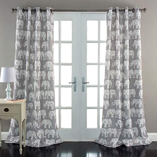 Juego De Cortinas Para Ventanas Con Estampado De Elefantes D 0