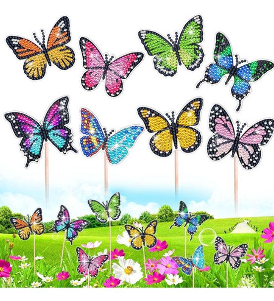 8 Decoraciones De Jardín Manualidad Diamond Painting Cristal 0