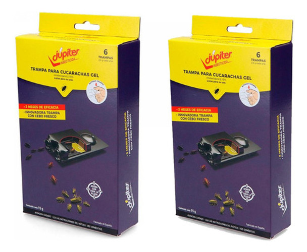 Pack X12 Trampas Para Cucarachas Gel Jupiter Cucarachicida 0
