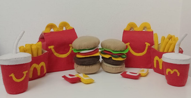 Set Comidita De Tela. Cajita Feliz. Hamburguesa Mcdonald's 3 Set Comidita De Tela. Cajita Feliz. Hamburguesa Mcdonald's 3
