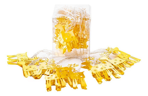 Guirnalda Con Luces Led A Pila 2 Mts Reno Dorada 0