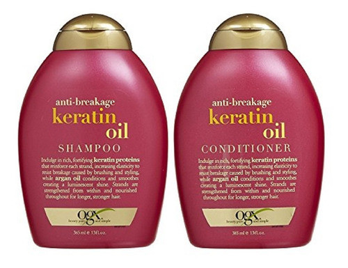 Ogx Shampoo + Acondicionador Antirotura Keratin Oil 385ml 0