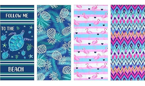 Paquete De 4 Toallas De Playa De Microfibra De 0