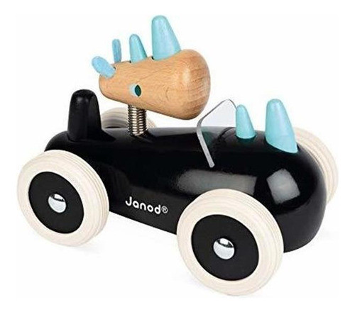 Juguete De Empuje De Coche De Madera De Cerezo Sólido Janod 0