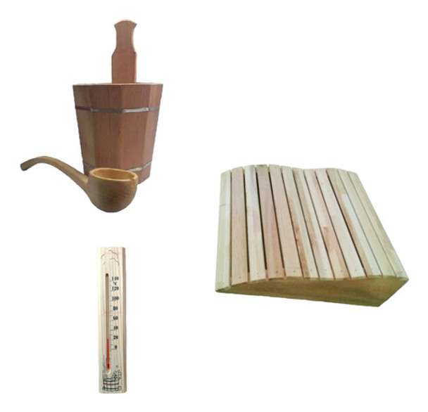 Accesorio Para Sauna Balde Cucharón Termómetro Apoyacabeza 0