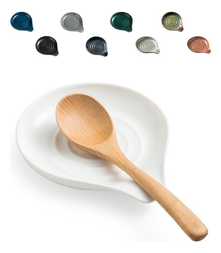 Descanso Para Cucharas De Porcelana Grande Para Cocina Blanc 0