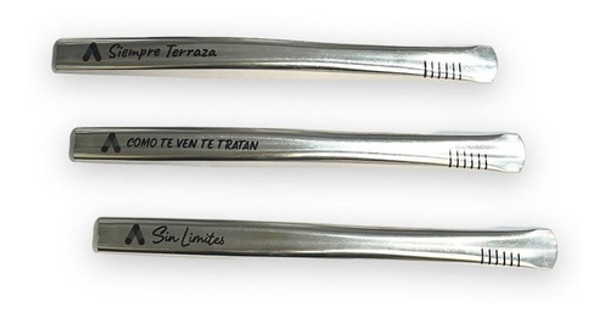 Bombilla Mate Chata Acero Inoxidable  Diseño Grabado X 10 0