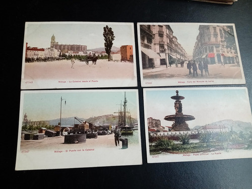 4 Postales Antiguas Málaga España 0