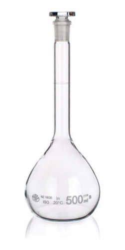 Matraz Aforado 500 Ml Vidrio Borosilicato Con Tapa Plástica 0