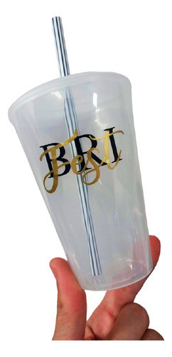 10 Vasos Fest Nombre Plasticos Transparentes Sorbete 400cc 0