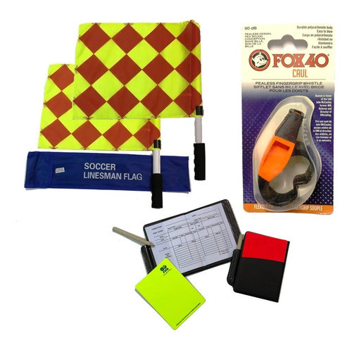 Combo Arbitro Pro 2 Banderines 1 Silbato Fox 1 Set Tarjetas 0